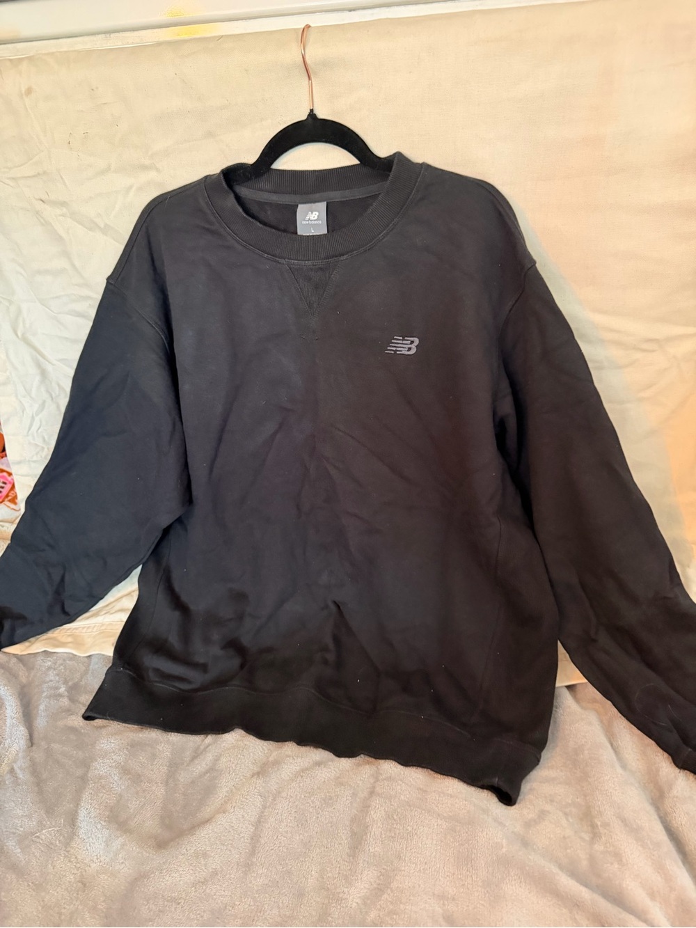 New Balance Black Pullover Sweatshirt with Tonal Logo